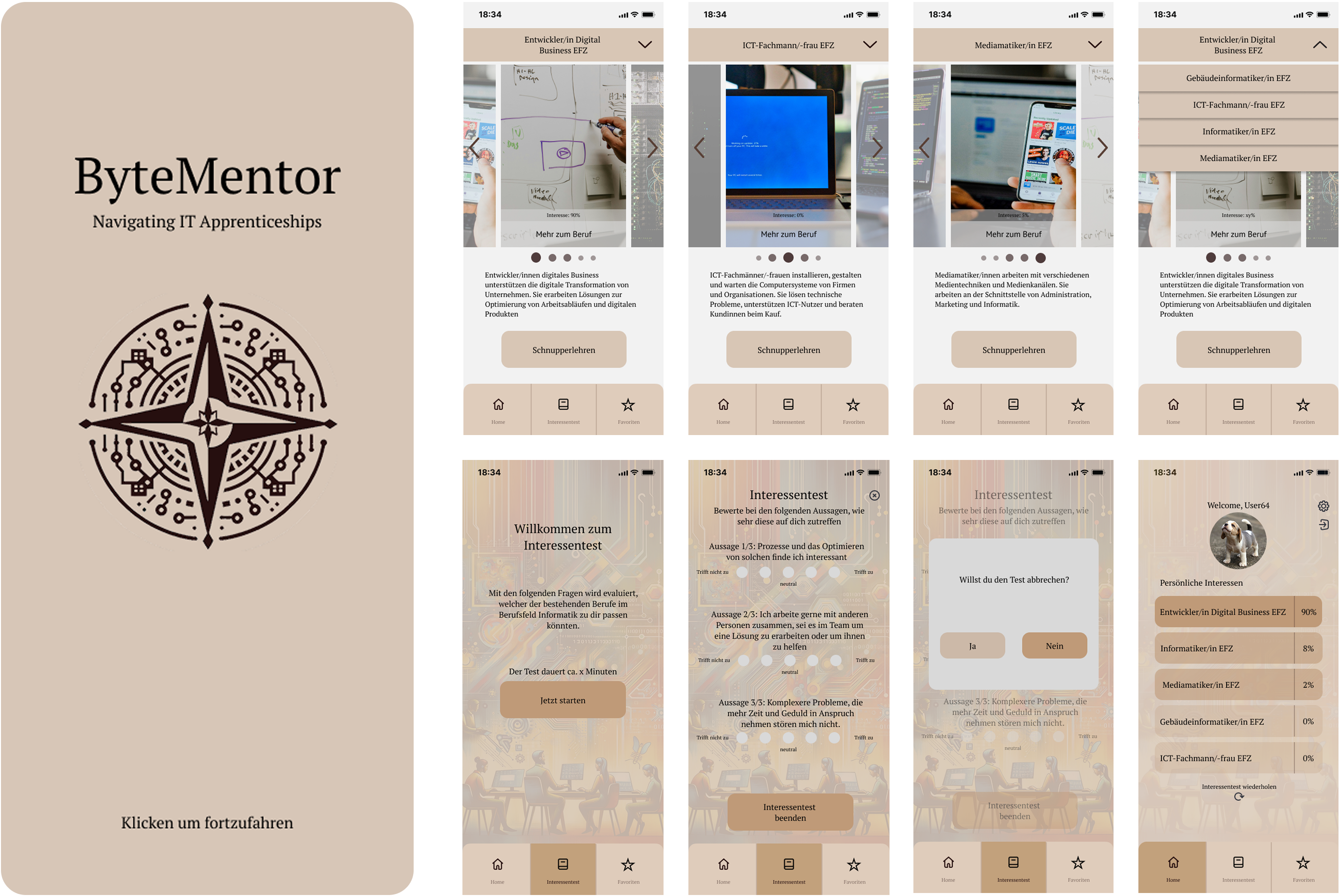Screens of ByteMentor